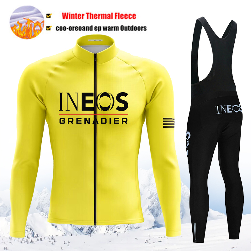 Yellow Cycling Gear - INEOS 팀 겨울용 사이클링 저지 세트