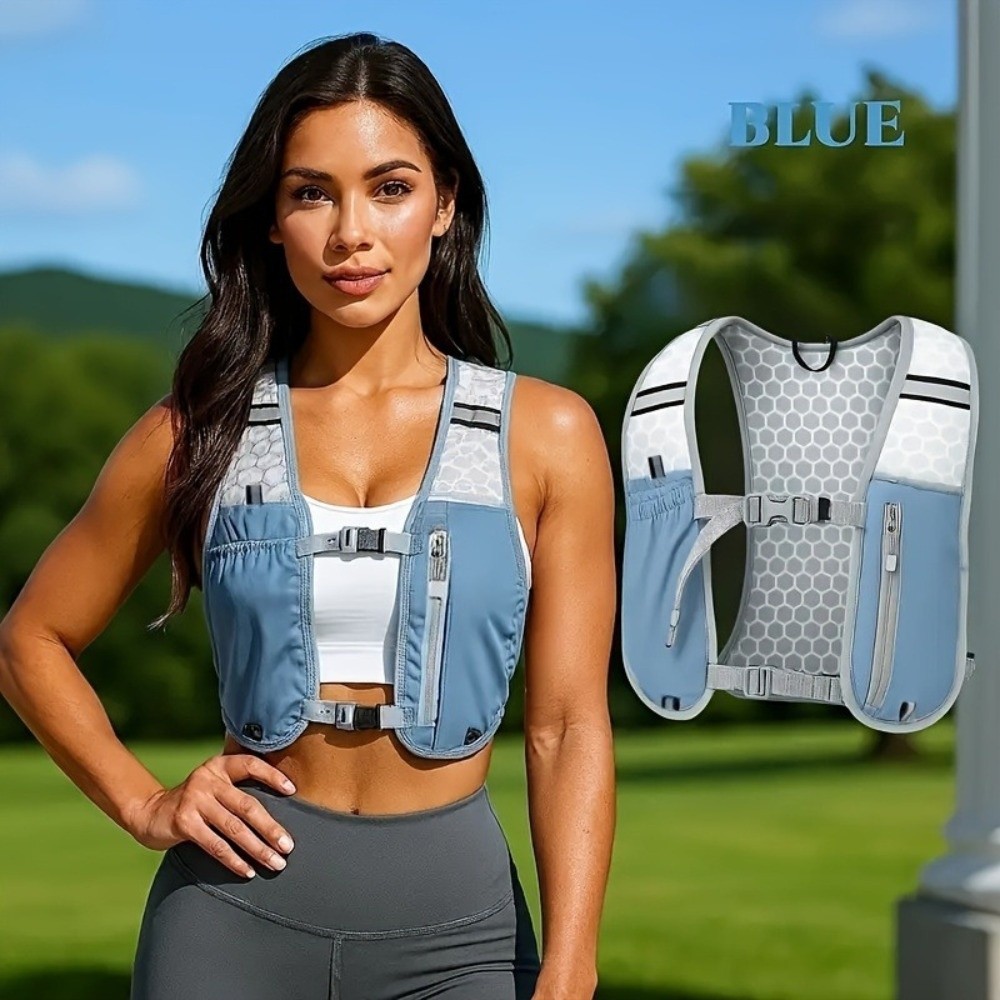 Reflective Cycling Vest - 방수 나일론 러닝 물병 수납 조끼,