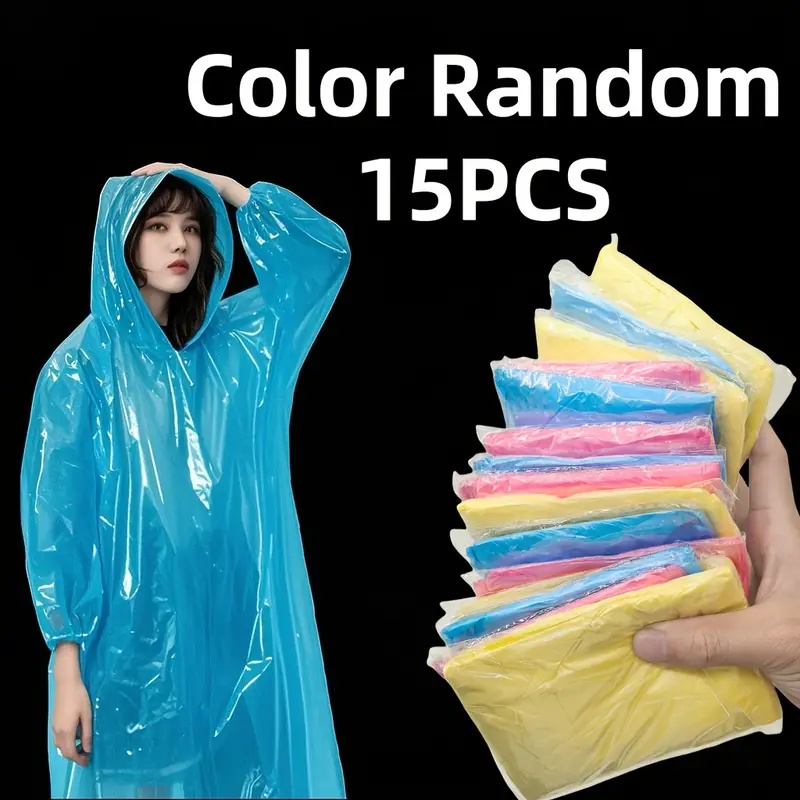 15/30개입 무작위 색상의 일회용 투명 성인용 우비  - Yellow Cycling Gear 리뷰 및 가격